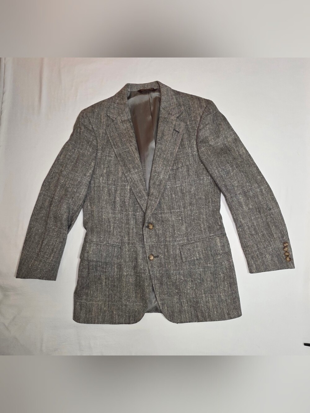 Vintage 80s Nordstrom Women’s Herringbone Tweed Wool Power Blazer Jacket 10 USA